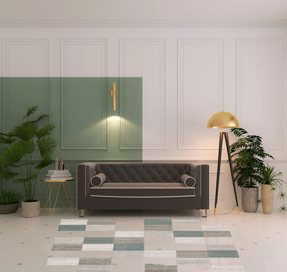 5' X 8' Teal And Gray Geometric Power Loom Stain Resistant Area Rug