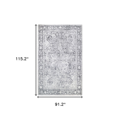 8' X 10' Charcoal Medallion Power Loom Stain Resistant Area Rug