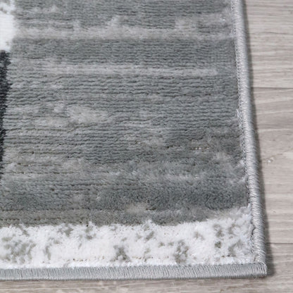 8' Charcoal Patchwork Power Loom Stain Resistant Runner Rug