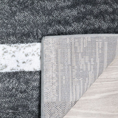8' Charcoal Patchwork Power Loom Stain Resistant Runner Rug