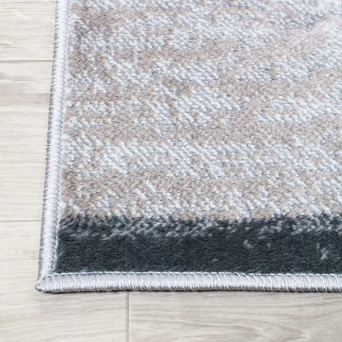 2' X 3' Blue And Taupe Patchwork Power Loom Stain Resistant Area Rug