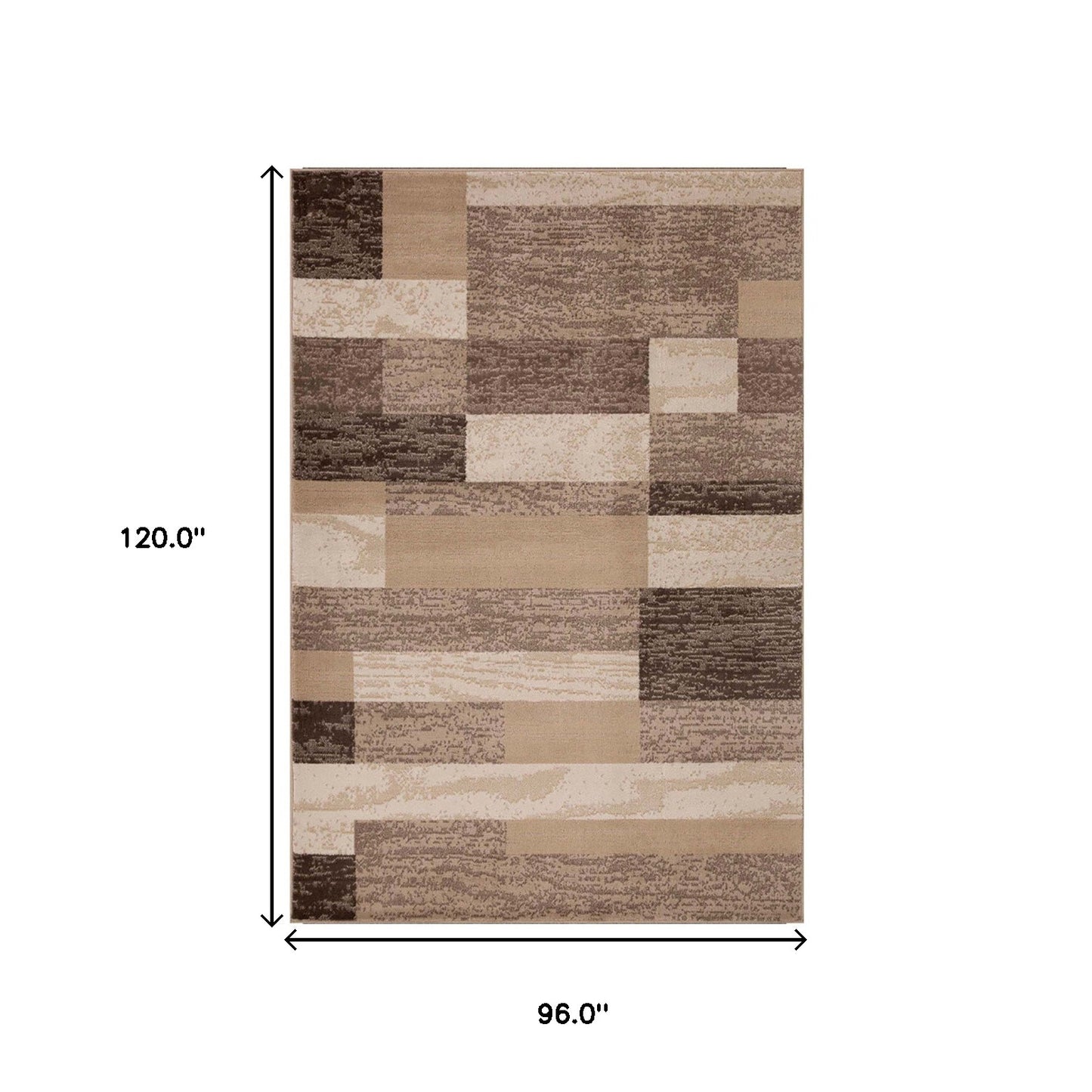 8' X 10' Beige Patchwork Power Loom Stain Resistant Area Rug