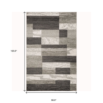 8' X 10' Charcoal Patchwork Power Loom Stain Resistant Area Rug