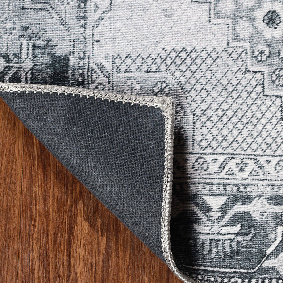 5' X 8' Light Gray Geometric Power Loom Distressed Stain Resistant Non Skid Area Rug