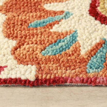 8' Rust Wool Medallion Tufted Handmade Stain Resistant Runner Rug