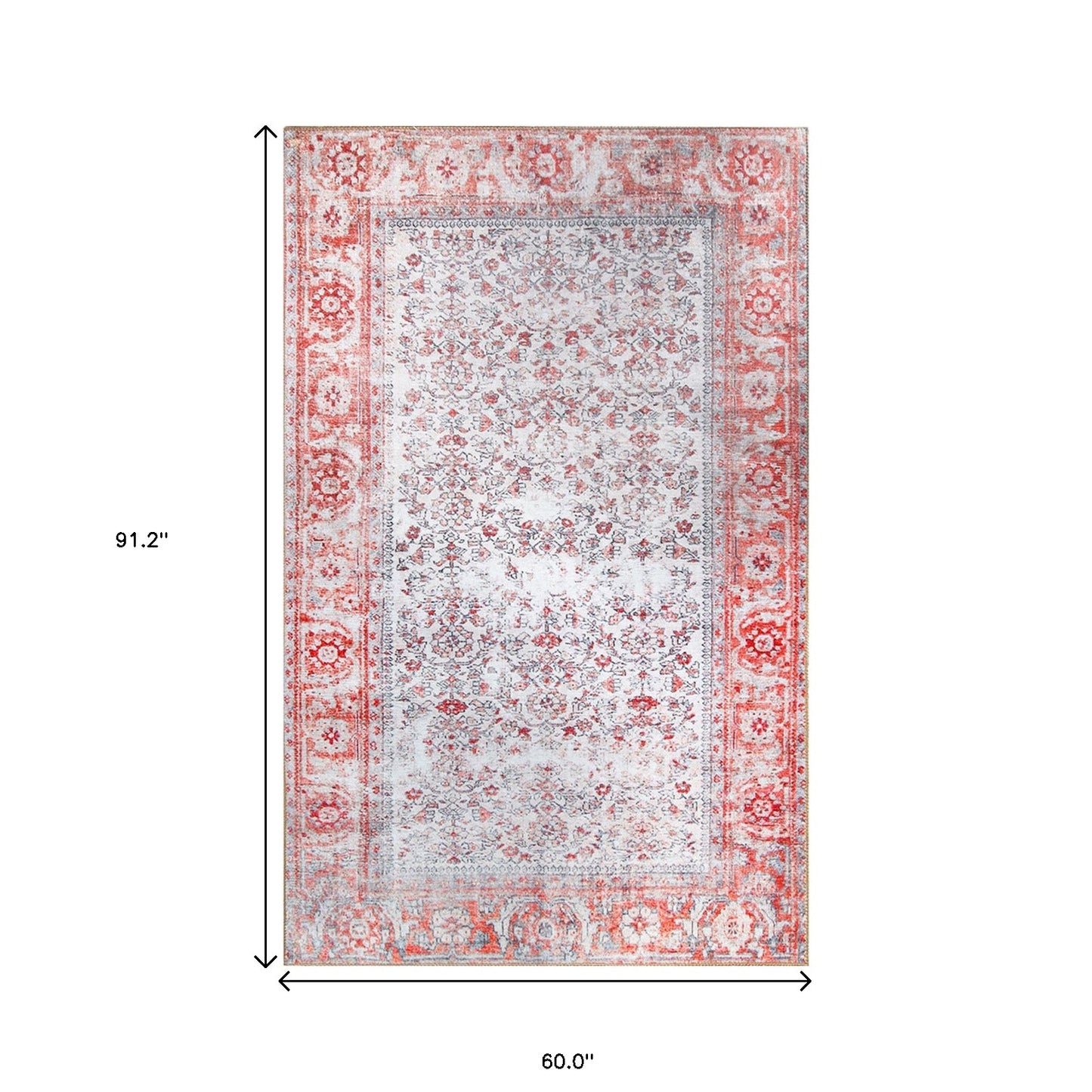 5' X 8' Berry Red Oriental Power Loom Stain Resistant Area Rug