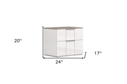 20" White Contemporary Two Drawer Nightstand