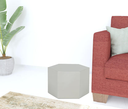 9" Light Gray Hexagon End Table