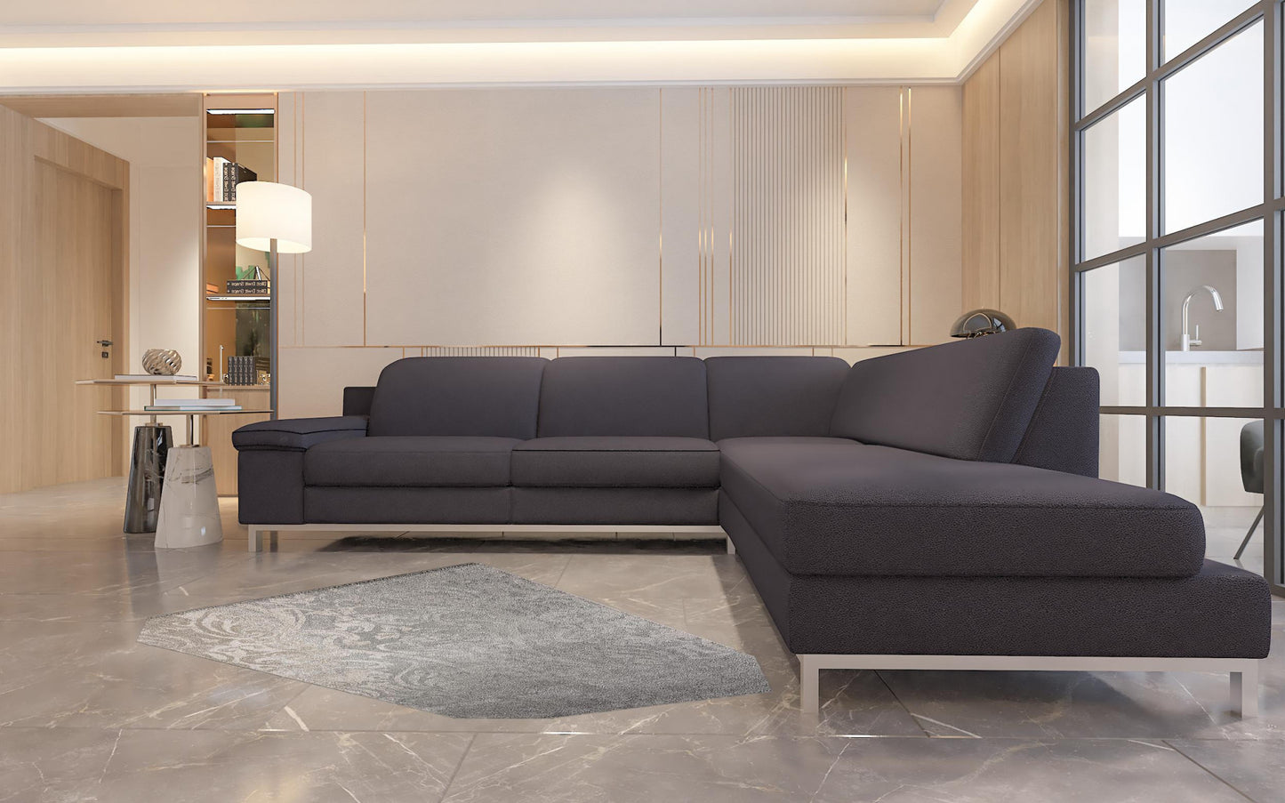 4' X 6' Grey Damask Power Loom Stain Resistant Area Rug