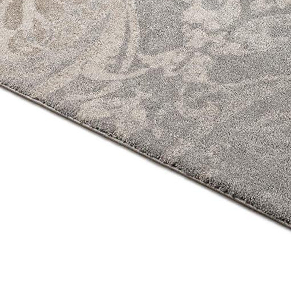 4' X 6' Grey Damask Power Loom Stain Resistant Area Rug
