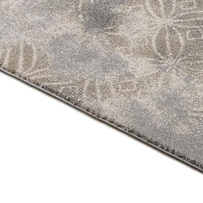 4' X 6' Light Grey Abstract Power Loom Stain Resistant Area Rug