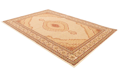 4' X 6' Cream Oriental Power Loom Stain Resistant Area Rug
