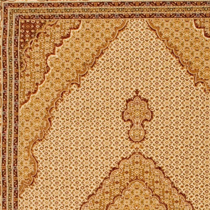 5' X 8' Cream Oriental Power Loom Stain Resistant Area Rug