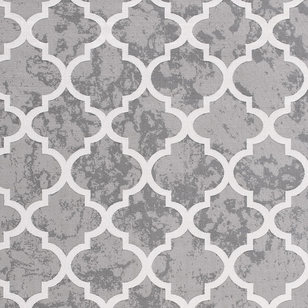 7' X 9' Grey Geometric Power Loom Stain Resistant Area Rug