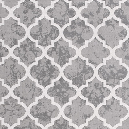 7' X 9' Grey Geometric Power Loom Stain Resistant Area Rug