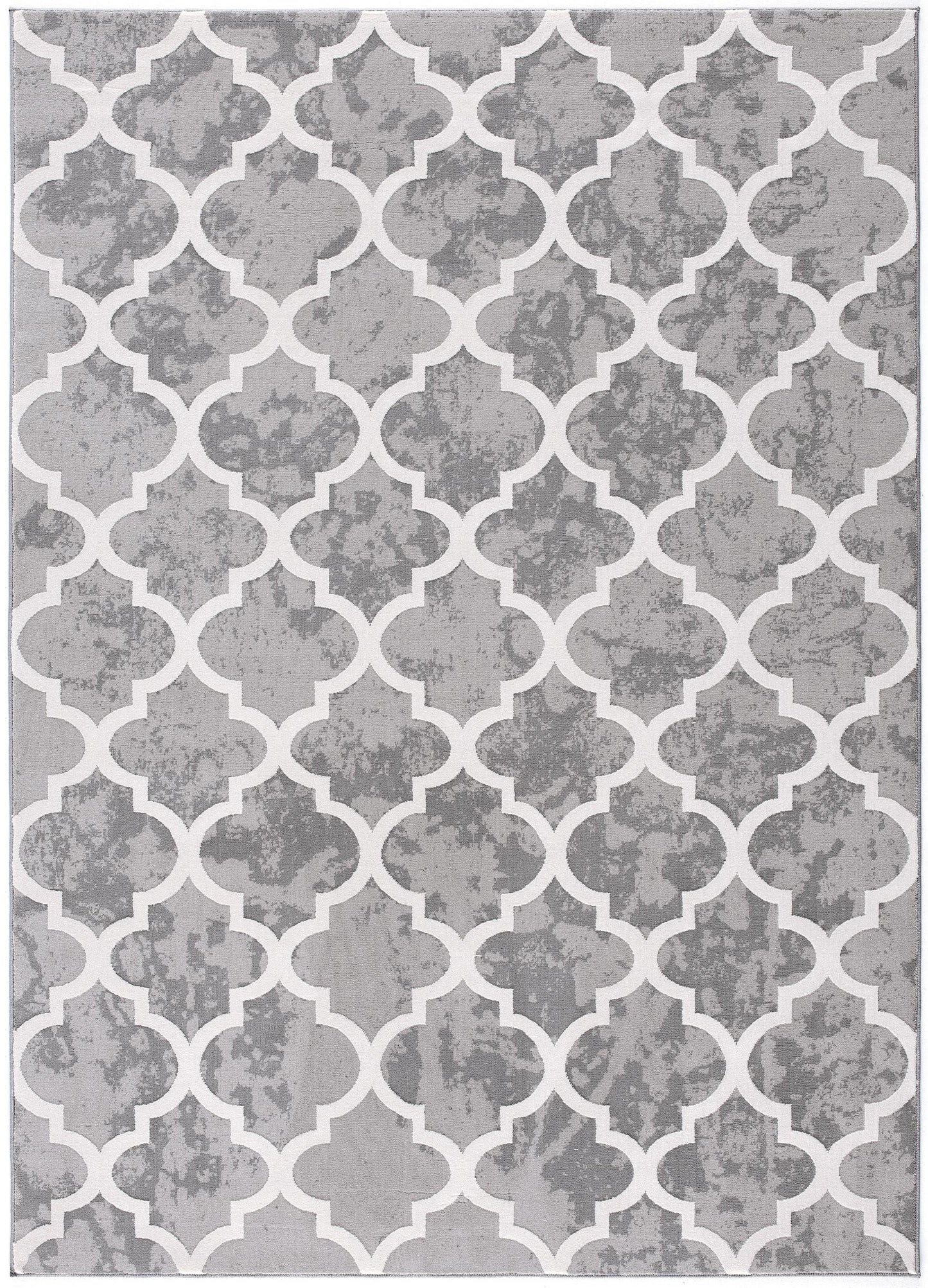 7' X 9' Grey Geometric Power Loom Stain Resistant Area Rug