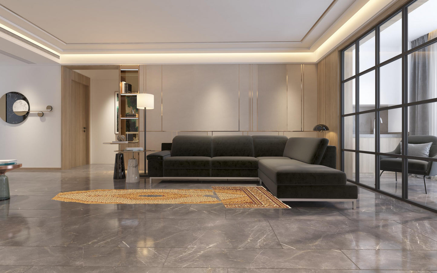 3' X 10' Cream Oriental Power Loom Stain Resistant Area Rug