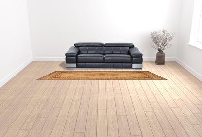 3' X 13' Cream Oriental Power Loom Stain Resistant Area Rug