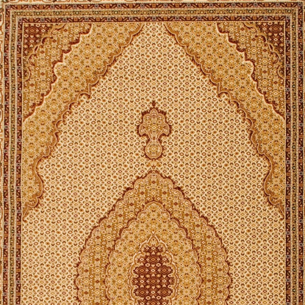 3' X 13' Cream Oriental Power Loom Stain Resistant Area Rug