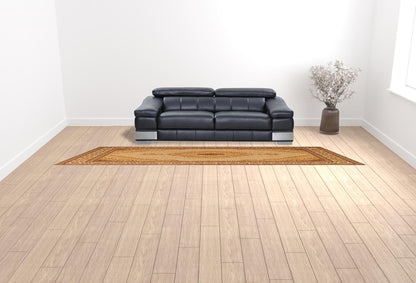 3' X 15' Cream Oriental Power Loom Stain Resistant Area Rug