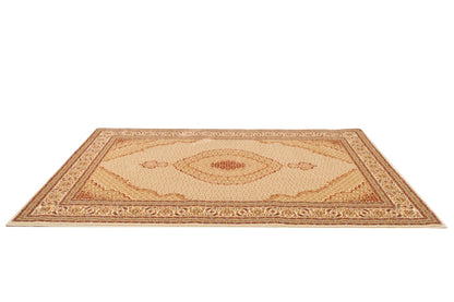 3' X 20' Cream Oriental Power Loom Stain Resistant Area Rug