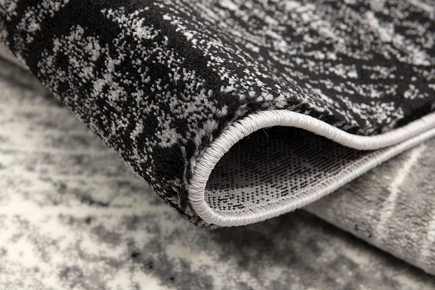 3' X 8' Grey Abstract Power Loom Stain Resistant Area Rug