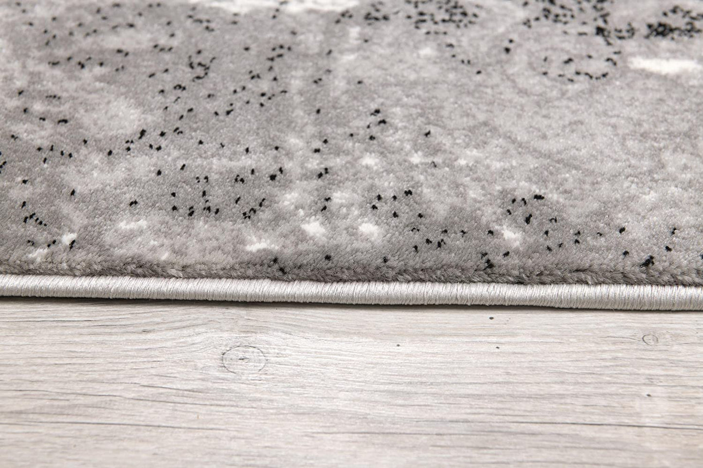 3' X 10' Grey Damask Power Loom Stain Resistant Area Rug