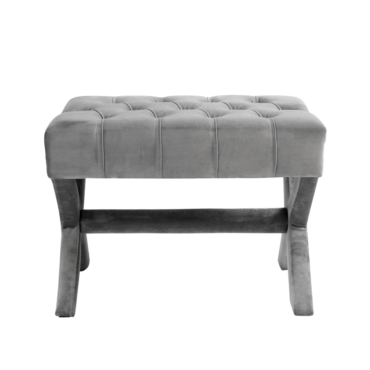 20" Light Gray Velvet Tufted Ottoman