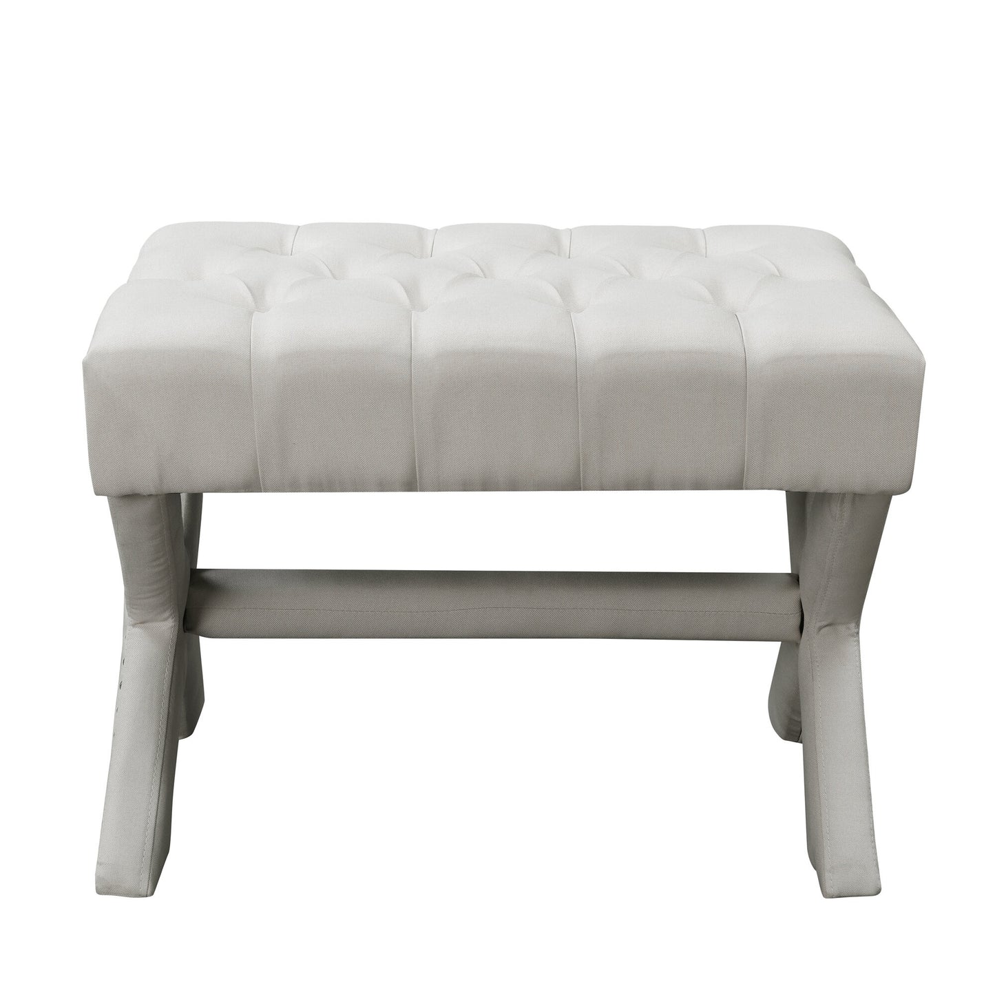 20" Light Gray Velvet Tufted Ottoman