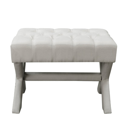 20" Light Gray Velvet Tufted Ottoman
