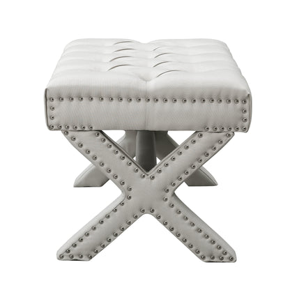 20" Light Gray Velvet Tufted Ottoman