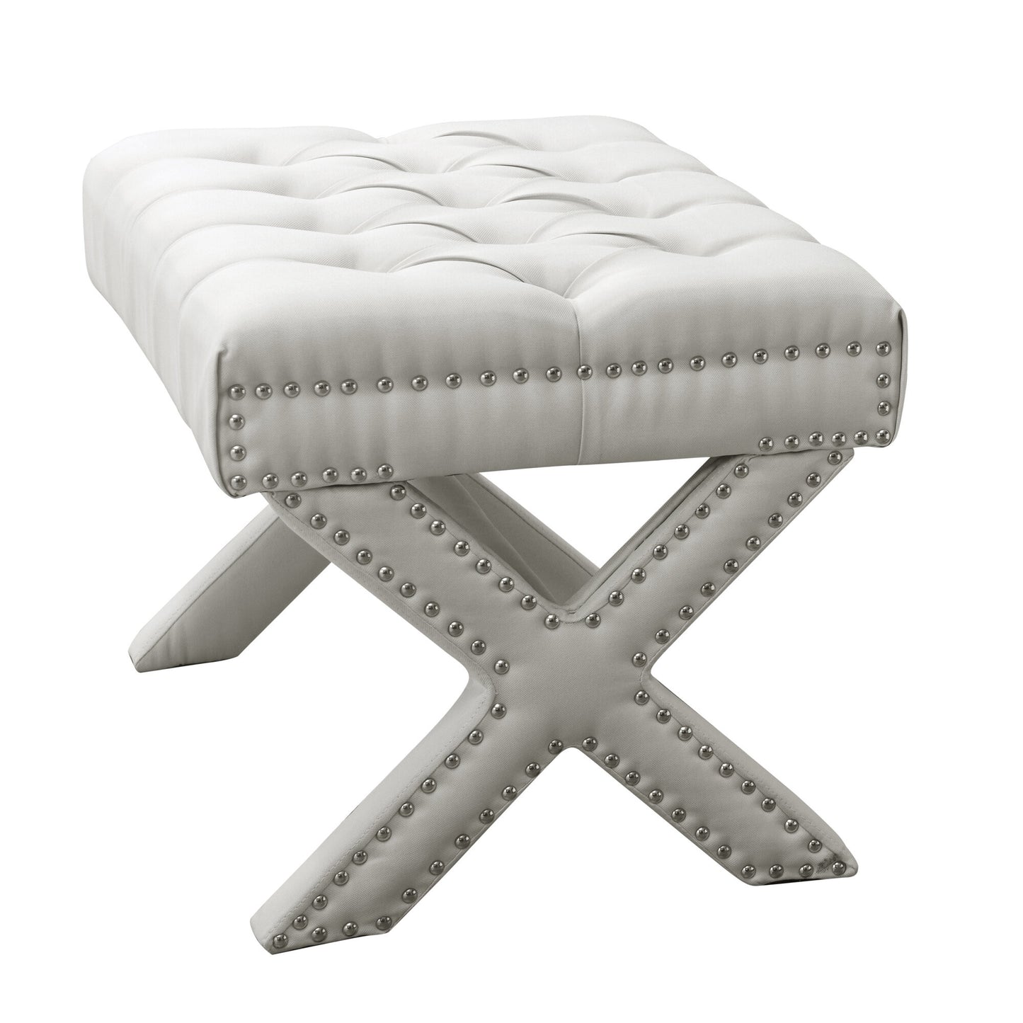 20" Light Gray Velvet Tufted Ottoman
