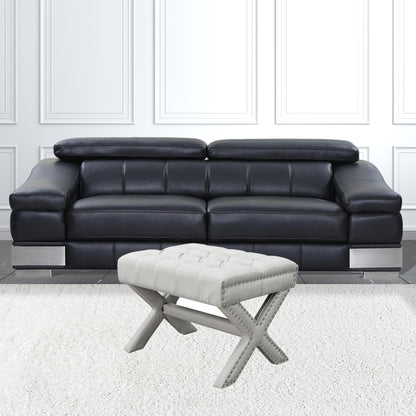 20" Light Gray Velvet Tufted Ottoman