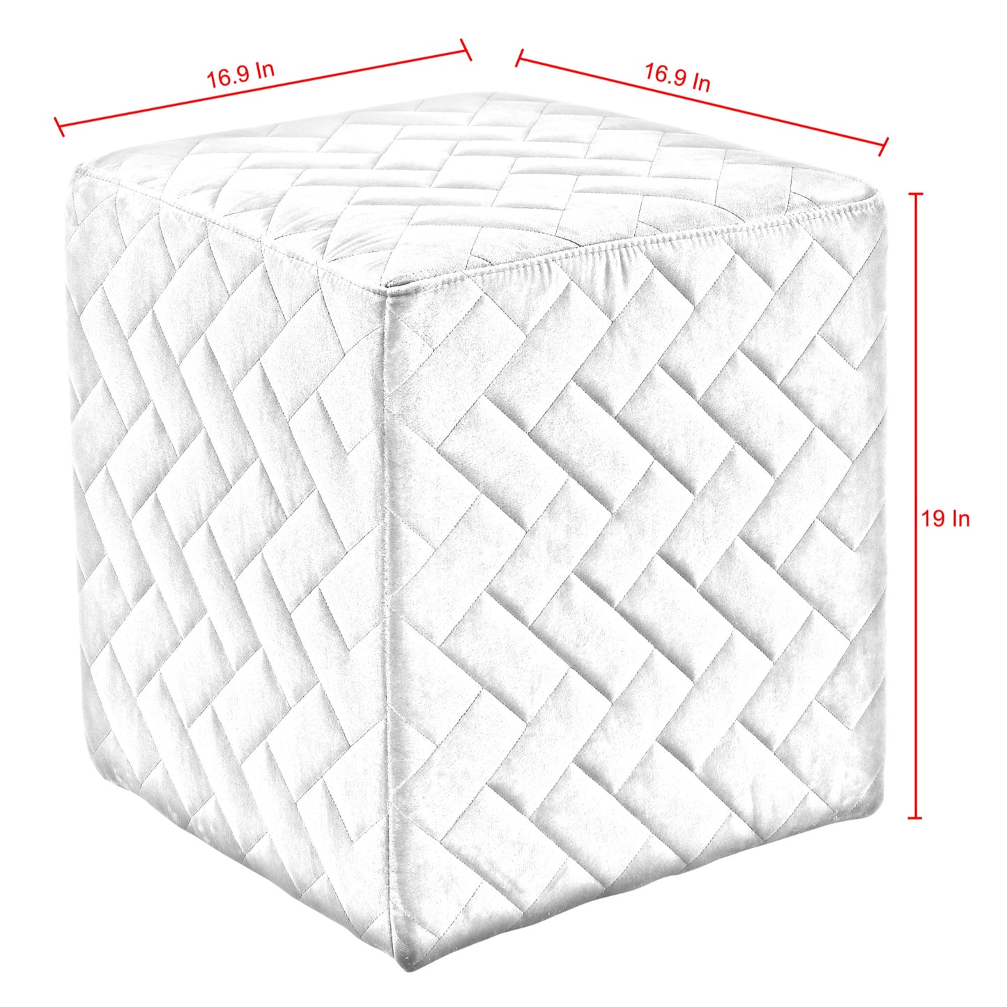 17" Navy Blue Velvet Quilted Cube Ottoman