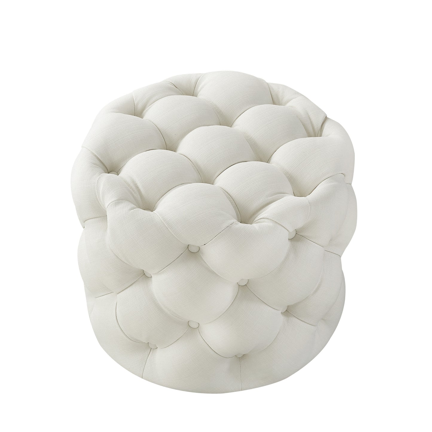 21" Blush Velvet Tufted Round Ottoman