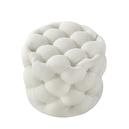 21" Blush Velvet Tufted Round Ottoman