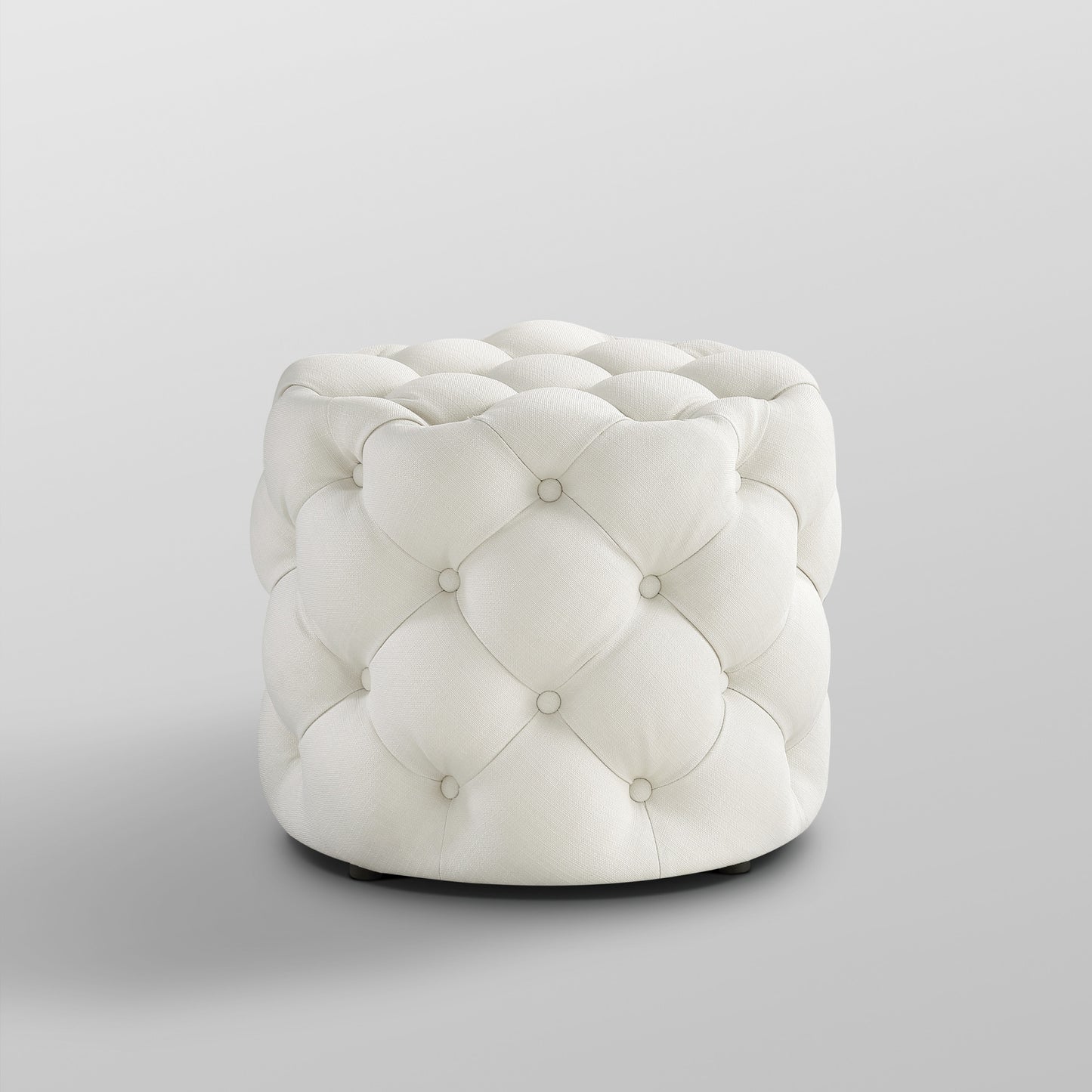21" Blush Velvet Tufted Round Ottoman