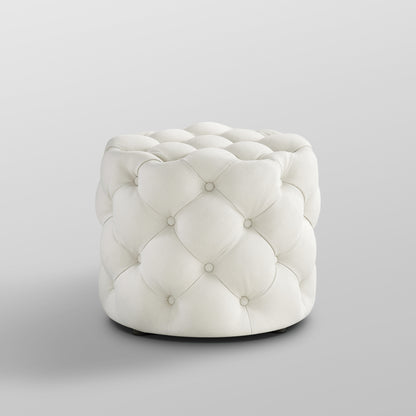 21" Blush Velvet Tufted Round Ottoman