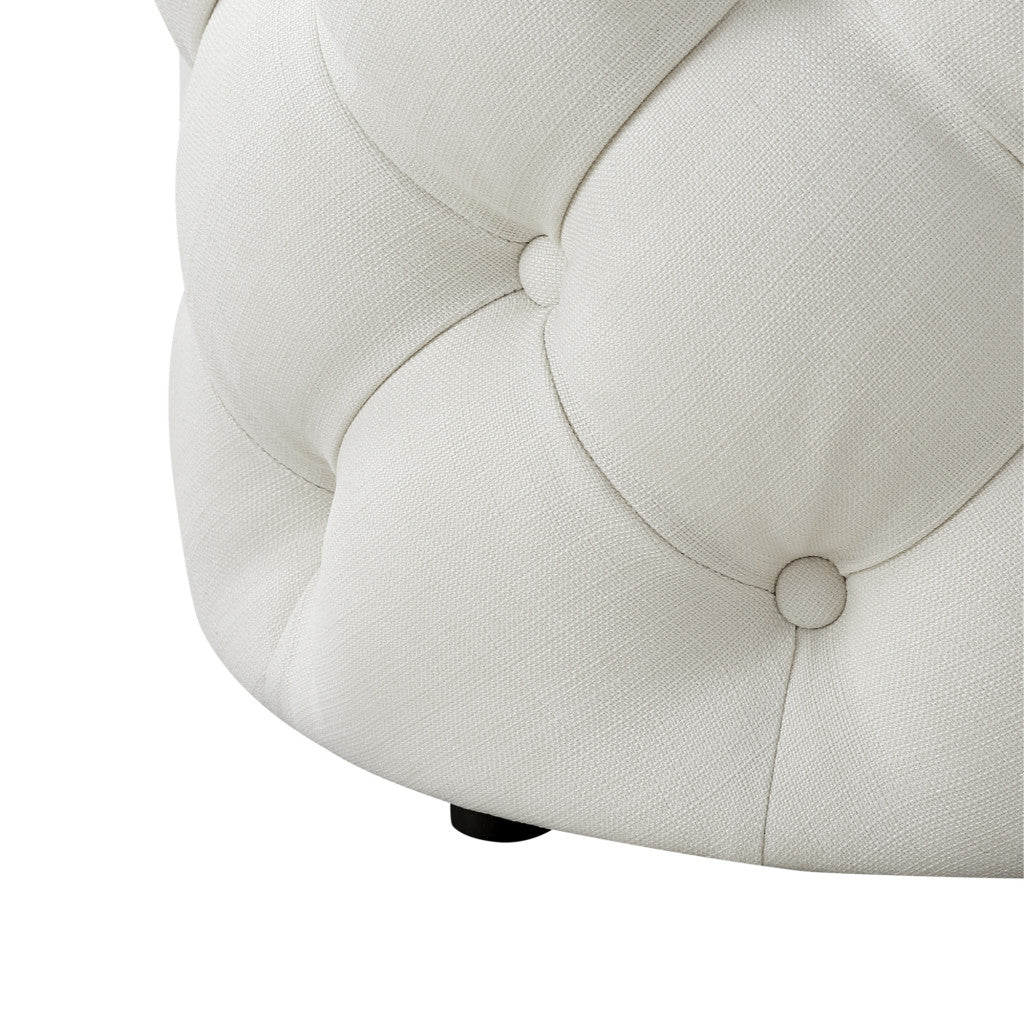 21" Blush Velvet Tufted Round Ottoman