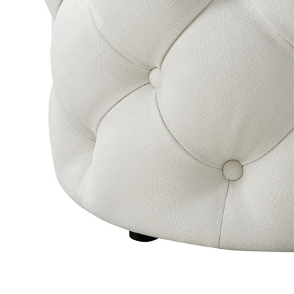21" Blush Velvet Tufted Round Ottoman