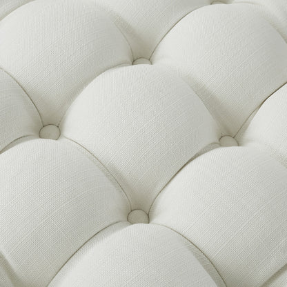 21" Blush Velvet Tufted Round Ottoman