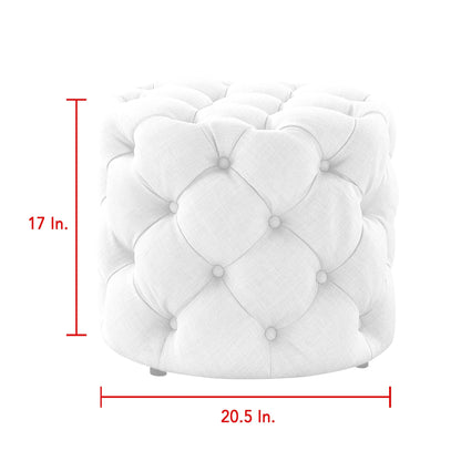 21" Blush Velvet Tufted Round Ottoman