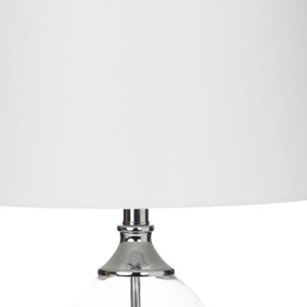 Set of Two 30" Transparent Glass  Table Lamps With White Shade