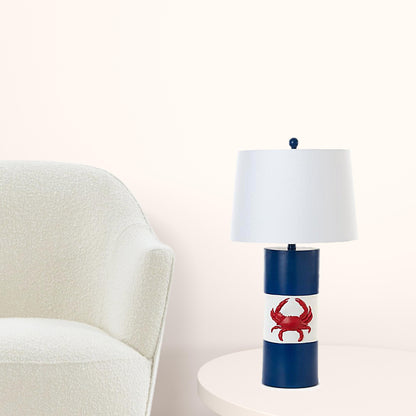 31" Red White and Blue Table Lamp With White Empire Shade
