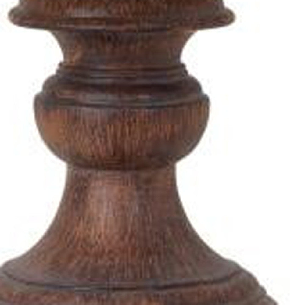 31" Distressed Brown Table Lamp With Tan Empire Shade