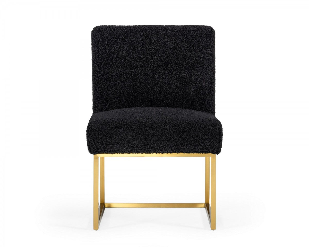 Set Of Two 23" Black And Gold Solid Color Parsons Chair