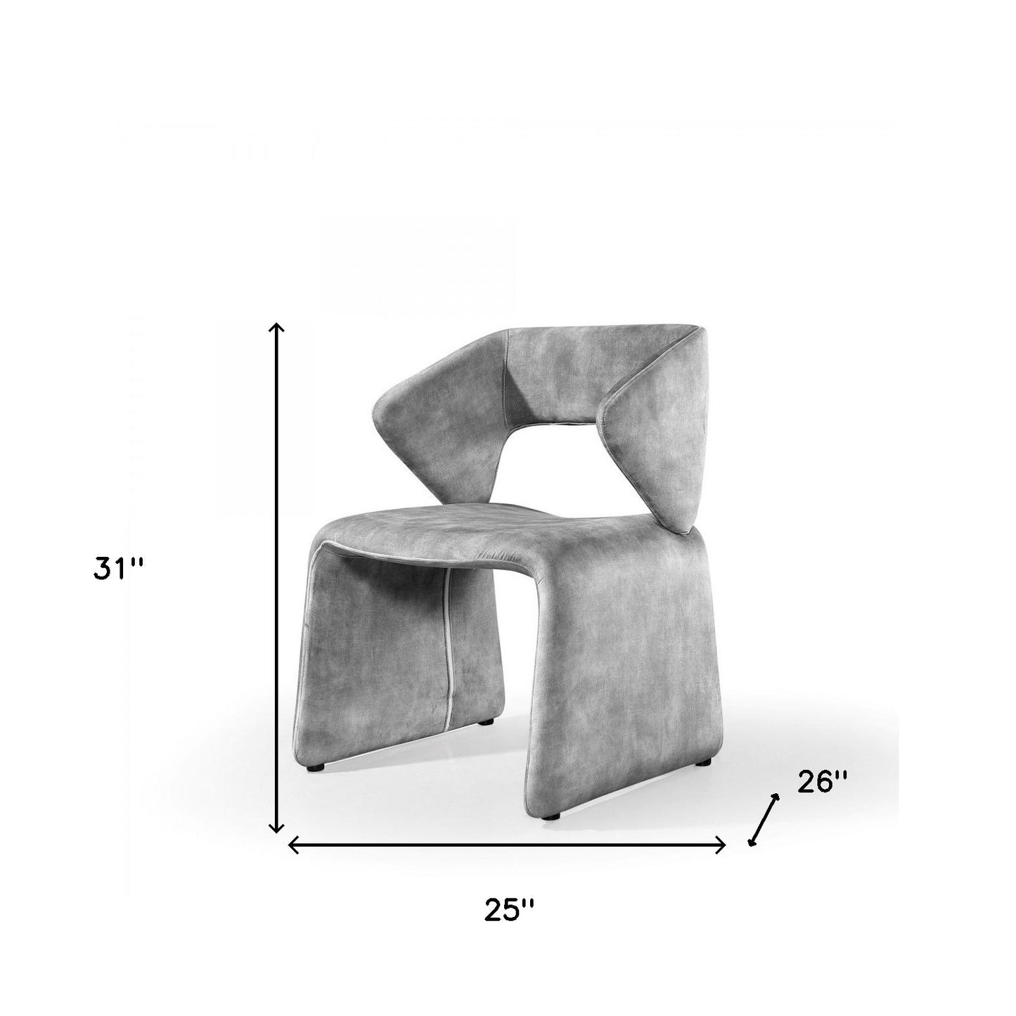 25" Light Grey Velvet Solid Color Side Chair