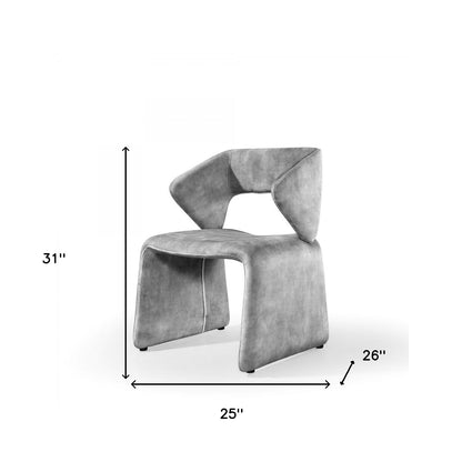 25" Light Grey Velvet Solid Color Side Chair