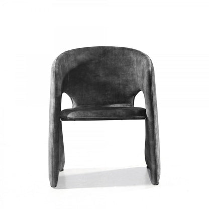 24" Dark Grey Velvet Solid Color Barrel Chair