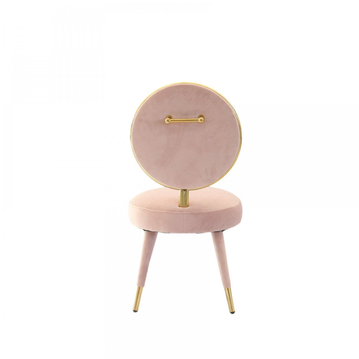 Set Of Two 21" Pink Velvet And Pink And Gold Solid Color Side Chair